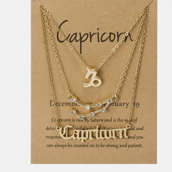 Capricorn Zodiac Symbol Gold Necklace - Picture 1 of 1